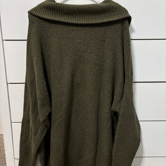 Aerie CozyUp Waffle Quarter Zip Sweater Oversized Waffle Knit - Picture 3 of 5